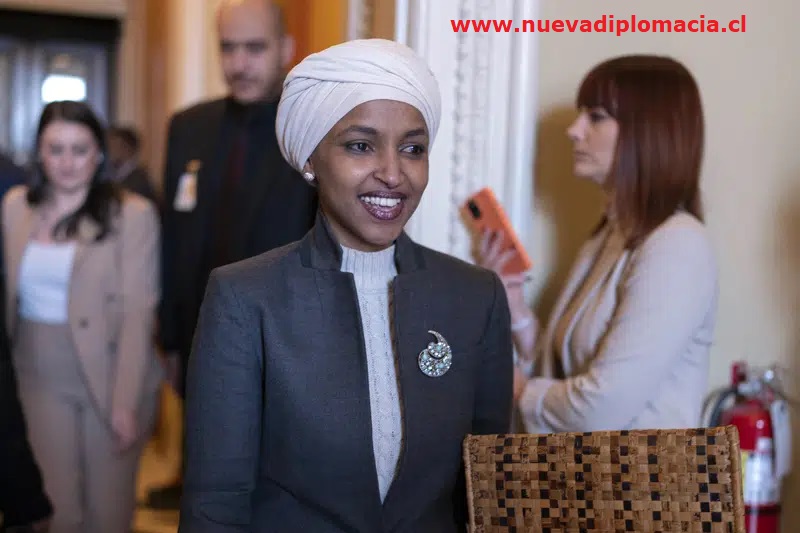 Rep. Ilhan Omar, D-Minn., leaves the House chamber at the Capitol in Washington, Thursday, Feb. 2, 2023. House Republicans have voted to oust Omar from the House Foreign Affairs Committee. The vote in a raucous session on Thursday to remove the Somali-born Muslim lawmaker came after her past comments critical of Israel. (AP Photo/Jose Luis Magana)